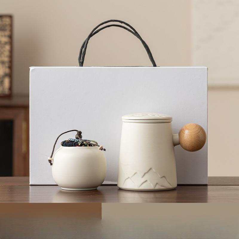 Ceramic Mug Tea and Water Separation Office Cup Large Capacity Tea Cup with Lid and Filter