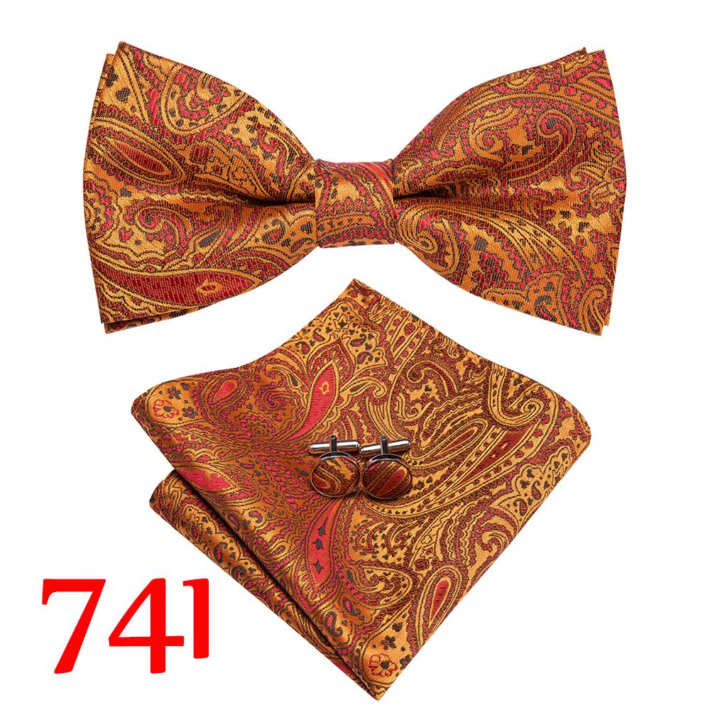 Hi-Tie Mens High Grade Casual  Bowtie Set Formal Wedding Party Ties for Men Bowtie/Cufflinks/Hanky