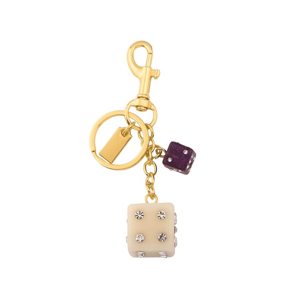 Dice Crystal Drip Alphabet Keychain Student Ladies Bag Pendant Jewelry Gift Pendant Keyring Accessories