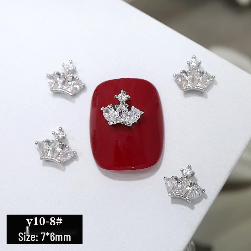 

Elegant 3D French Crescent Zircon Nail Art with Star Design