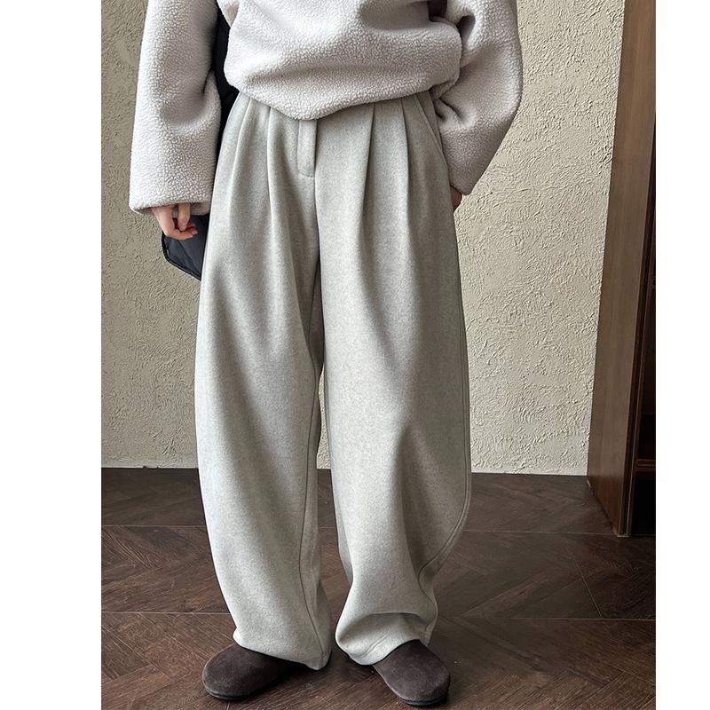 

Женские Зимние Осенние Плотные Брюки с Высокой Посадкой и Широкими Штанинами Теплые Шерстяные Брюки Модная Одежда Винтажные Брюки Женские Брюки M бежевый