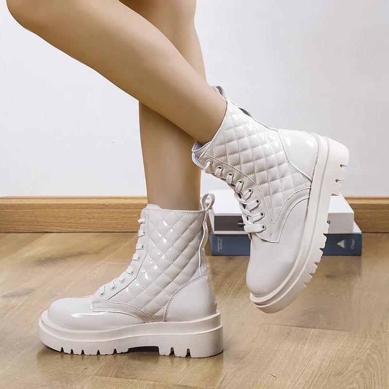 Fashion 2025 New Ankle Boots for Women Fashion Women's Boots Lace Up Shoes for Women Motorcycle Boots Botines Ladies Botas De Mujer