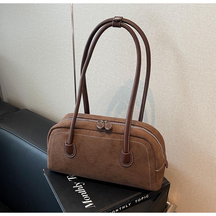 

2025 Осень Зима Ретро Замшевая Сумка Кроссбоди: Матовая модная женская сумочка кофейный