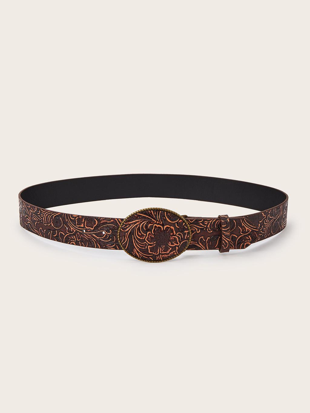 

Мода Ретро Цветочный Узор Овальная Пряжка Декорация Женский Широкий Пояс Повседневный Для