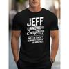 European Sizes Men'S "Jeff Knows Everything" Graphic T-Shirt | Black Short Sleeve Crew Neck Casual T-Shirt with Bold Letters, Perfect for Casual Wear