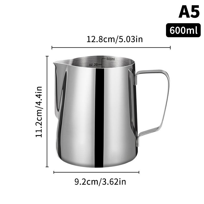 Dzbanki na mleko 150/250/350/600 ml ze skalą laserową Stal nierdzewna Retro Dzbanek do mleka Spieniacz do mleka Kubek do kawy