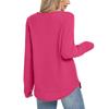 2025 European Style Women's Casual Loose Solid Long Sleeve Waffle Knit Round Neck Top