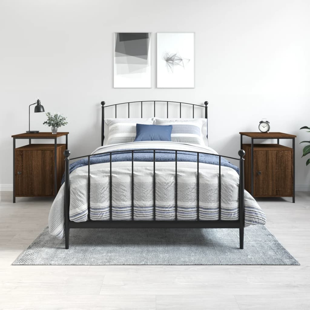 Nightstands (2 Pcs) Brown Oak Look 40 X 42 X 60 Cm Engineered Wood