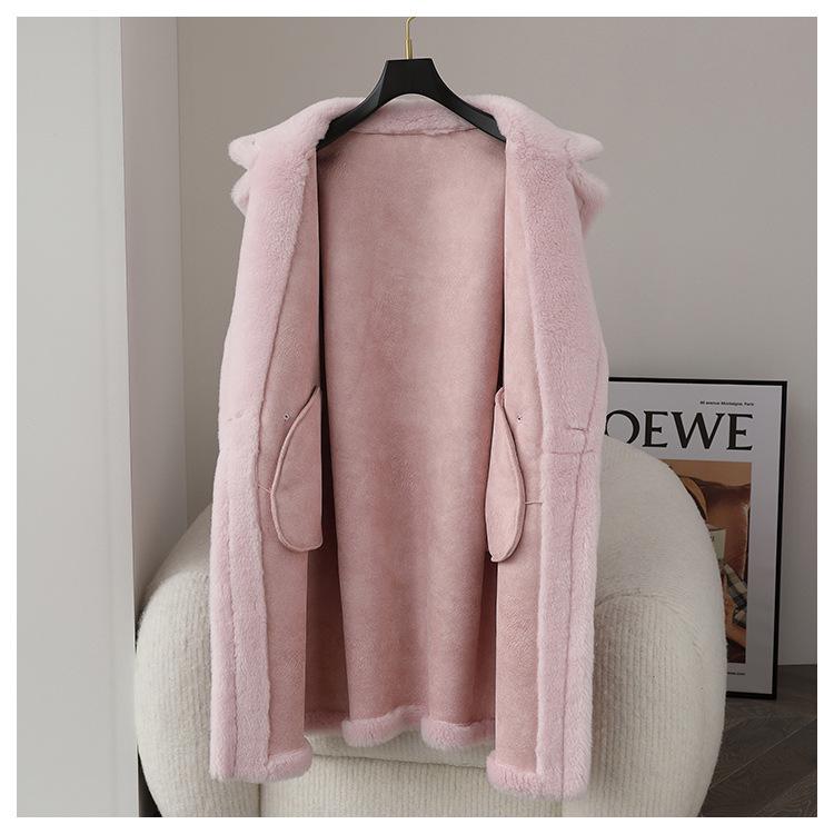 Haining Shearling Fleece Teddy Bear Lambskin Coat