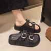 New Retro Woven Women's Shoes Versatile One-strap Beach Slippers