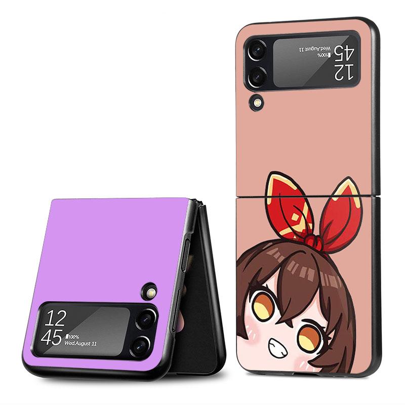Hard PC Case for Samsung Galaxy Z Flip 4 Z Flip 3 5G ZFlip ZFlip3 zflip ZFlip4 Flip4 Hard PC Cases Cute Genshin Impact Coque