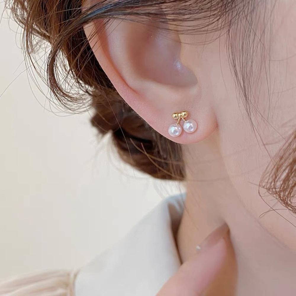 S925 Silver Needle Light Luxury Pearl Zircon Earrings Women's High-end Temperament Niche Versatile Stud Earrings