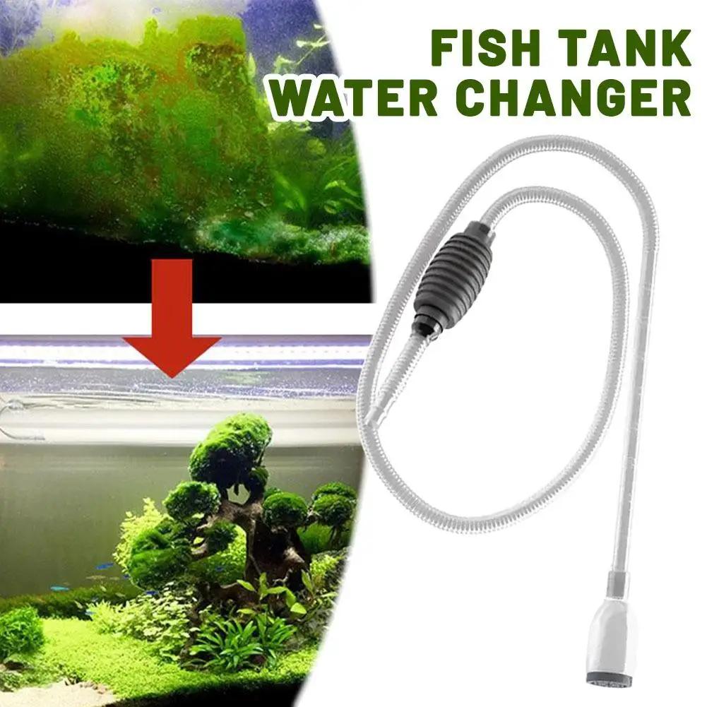 Large Fish Tank Siphon Water Changer Gravel Cleaner Vacuum Debris Suction Tool with Long Extension Tube
