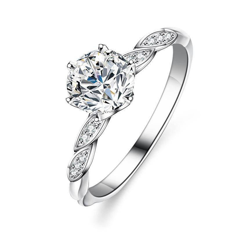 925 Sterling Silver Moissanite Six-Prong Women's Twin Flower Ring