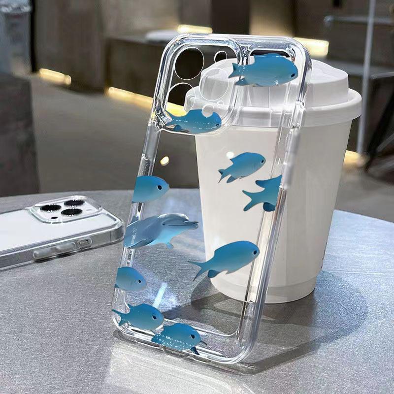 Marine Shark Label Clear Phone Case For iPhone 17 16 Cases iPhone 15 Pro Max 14 Plus 13 12 11 XS X 7 8 16E Shockproof Soft Cover