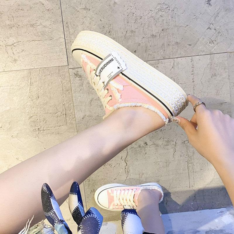 Shoes Canvas Platform Women's Mules Slippers and Ladies Sandals with Strap Pink Slides Height Top Designs Designer Luxury 39 Vip