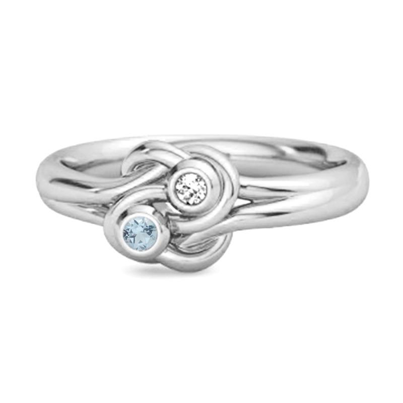 

Blue Topaz Dual Stone Stackable Ring - 925 Sterling Silver 8 біле золото кольору