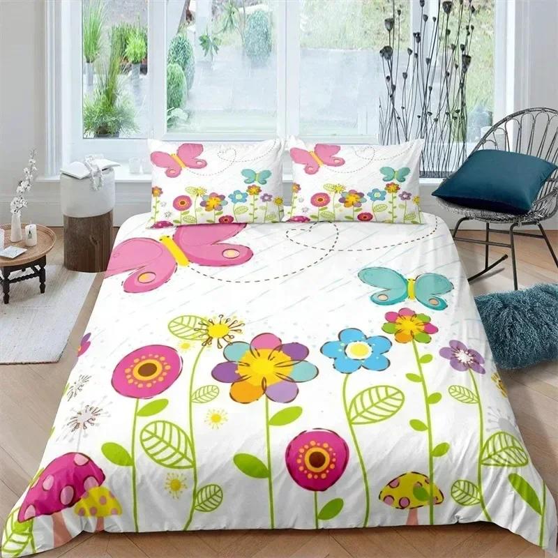Rustic Flower White Bedding Set Microfiber Tree Leaves Floral Duvet Cover Set 3D Print Quilt Cover With Pillowcases Room Decor
