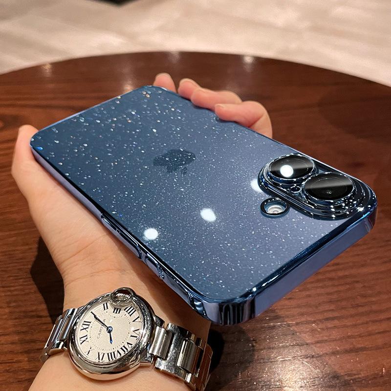 Applicable iPhone17Promax star glitter mobile phone case electroplating PC lens film hard case Apple 16 sheath 14