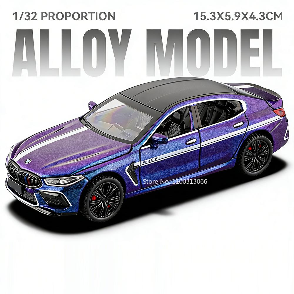 1:32 Scale Alloy Diecast M8 SU7 Toy Cars Models Wheel Pull Back Miniature Vehicles Simulated Interior Car Boys Educational Toys