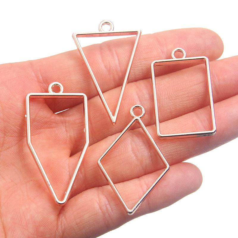 Rose Gold Geometric Heart & Moon Epoxy Keychain Pendants - 17 Designs