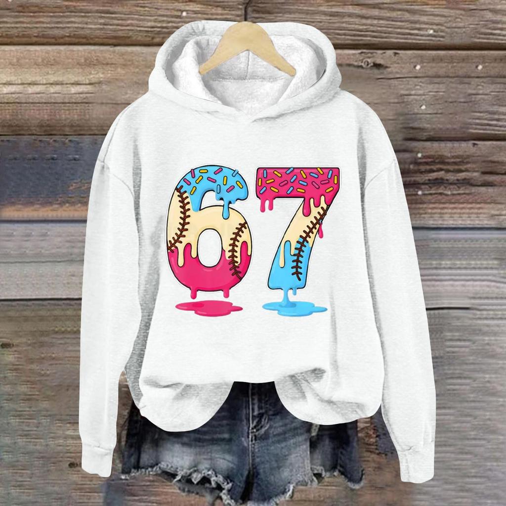 Women's Fashionable Casual Long-Sleeved Printed Hooded Sweatshirt