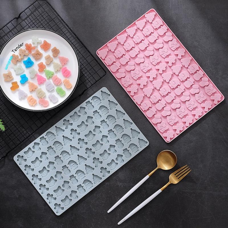 1pcs Christmas Silicone Chocolate Molds Candy Baking Moulds Handmade Sock Snowman Xmas Tree Gingerbread Man Santa Claus Mold