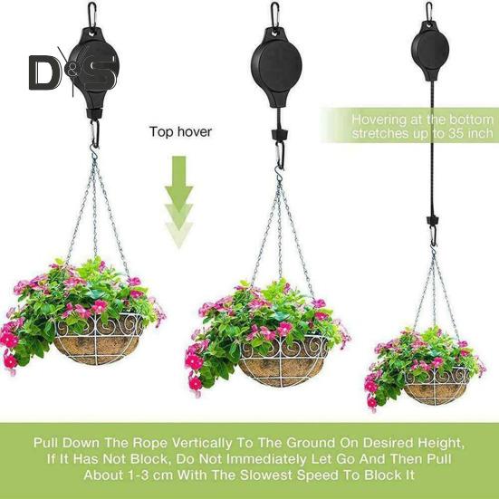 Pflanzen-Flaschenzughaken, robuster, einziehbarer Kleiderbügelhaken, verstellbarer Pflanzen-Flaschenzughaken für den Außenbereich, Garten, Blumenkörbe, Töpfe, Vogelfutterspender