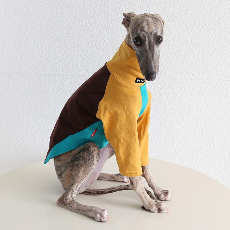 XS-2XL Frühling Weiche Baumwolle Hund Rollkragenpullover für Whippet & Greyhound 2-beinige Haustierkleidung Hemden Bodysuit