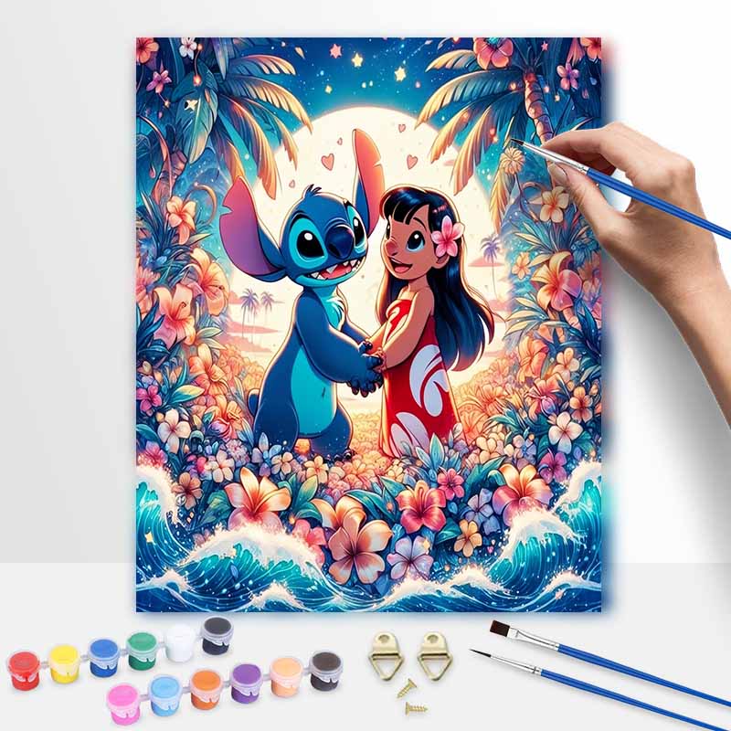Disney DIY Oil Painting Kits Lilo Stitch Tropical Art Hand Painting Home Decor Craft Gift Ideas For Room Wall Decor Aesthetic Canvas