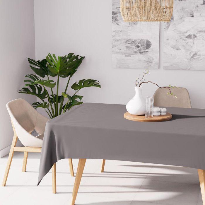 Nappe Anti-tâches Rectangle 160x270 Cm ALIX Gris, Par Soleil d'Ocre