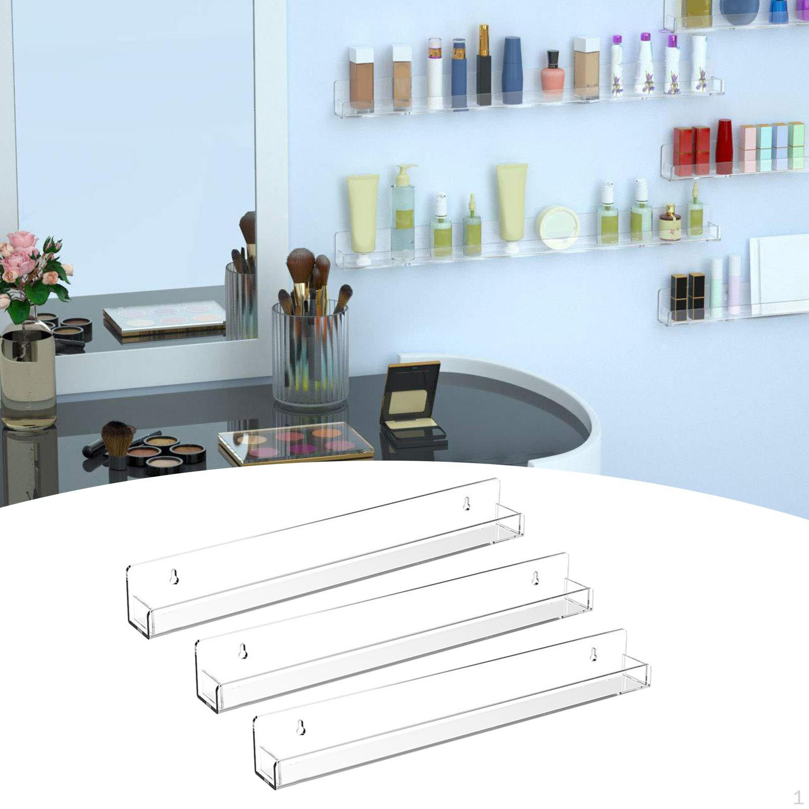 

Акриловые прозрачные настенные полки для лака для ногтей с отсоединяемыми концевыми вставками, держатель плавающий 3pcs