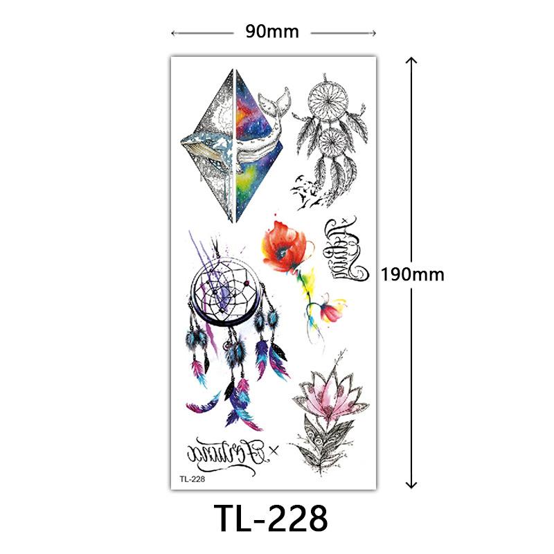 Flower Tattoo Stickers, Color Sketch Tattoo Stickers, English Letters, Wedding Photography Tattoo