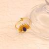 Retro Stainless Steel Open Ring with Inlaid Turquoise - European & American Style