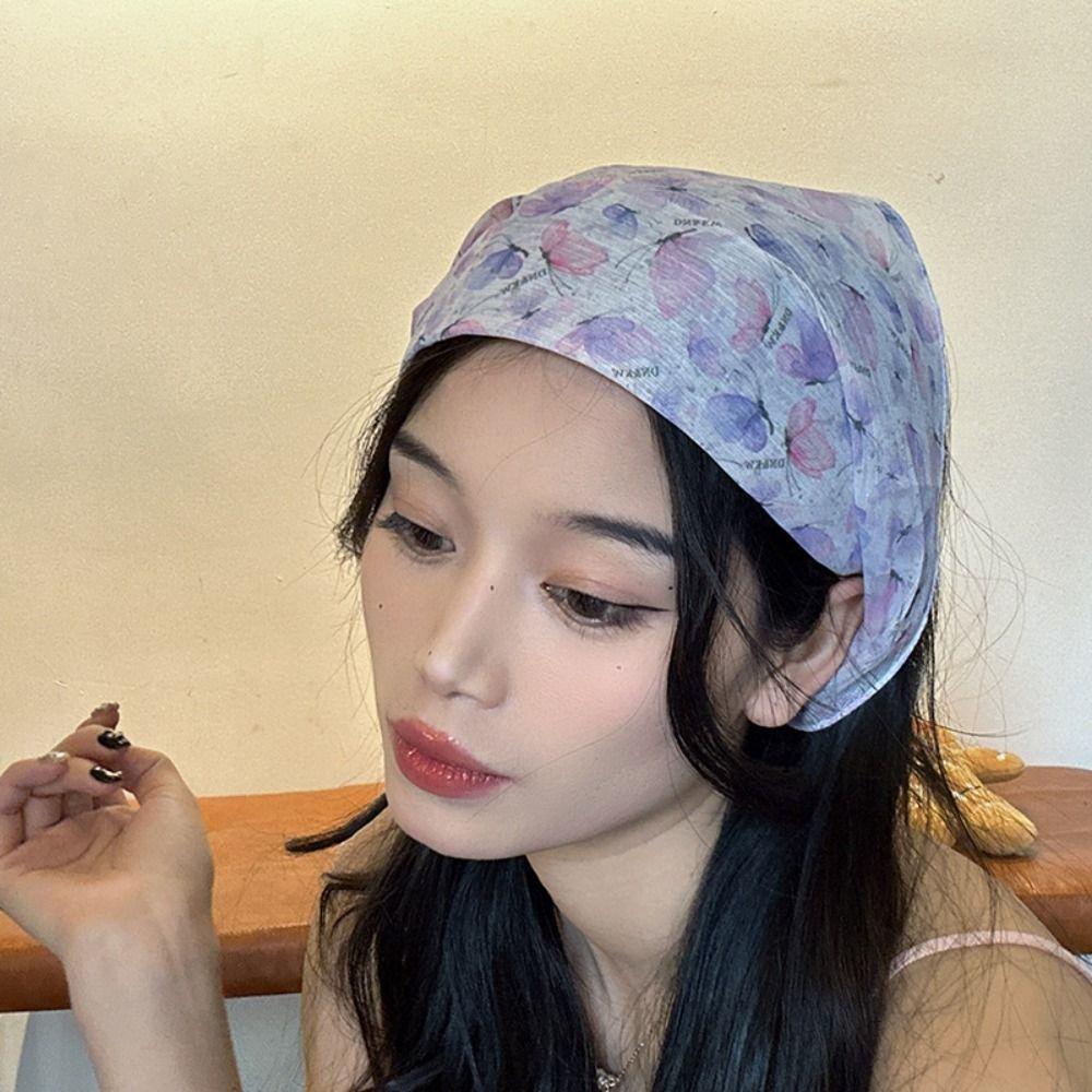 

Повязка на голову с принтом шарф для волос с цветочным узором шарф с лентой для волос винтажный треугольный шарф женский style4