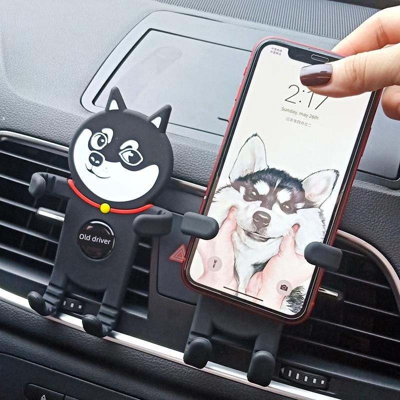 Trendy Phone Car Mount New Model Anti-Shake Cute Cartoon Dog Car Air Vent Holder Lazy Navigation Stand