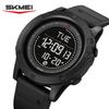 SKMEI 2639 Men's Digital Watch, Round Case, 50M Waterproof Compass & 3D Pedometer, Black Outdoor Sports Wristwatch with EL Light