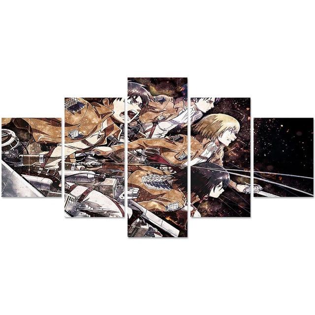 No Frame Modular 5 Pieces ATTACK ON TITAN Poster Canvas Painting Anime Characters Print Picture Living Room Home Decor Wall Art