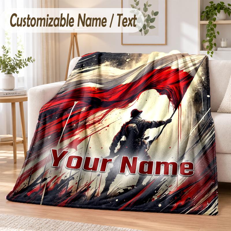 Custom Text Flannel Blanket Poland Print Warm Cozy Blanket Home Sofa Bedding