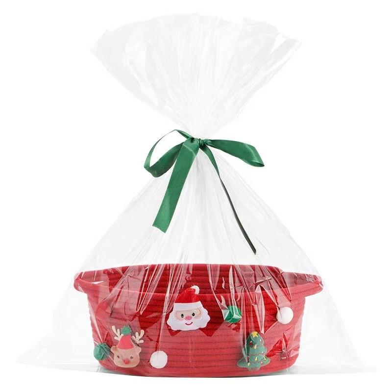 Christmas Candy Bag Gift Basket With Cotton Handle For Holiday Decor And Storage