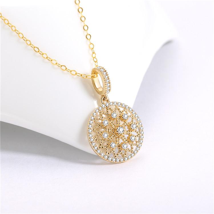 Style Plated 18K Gold Simulation Zircon Necklace Women'S Pendant Clavicle Chain White Gold Micro-Inlaid Zircon Set