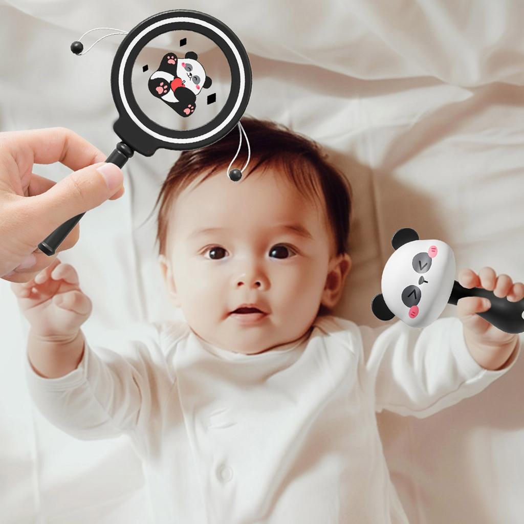 Handheld Baby Cartoon Panda Baby Shaker Toy for Hearing Sensory Stimulation Infant Toy Rattle Panda Shaker
