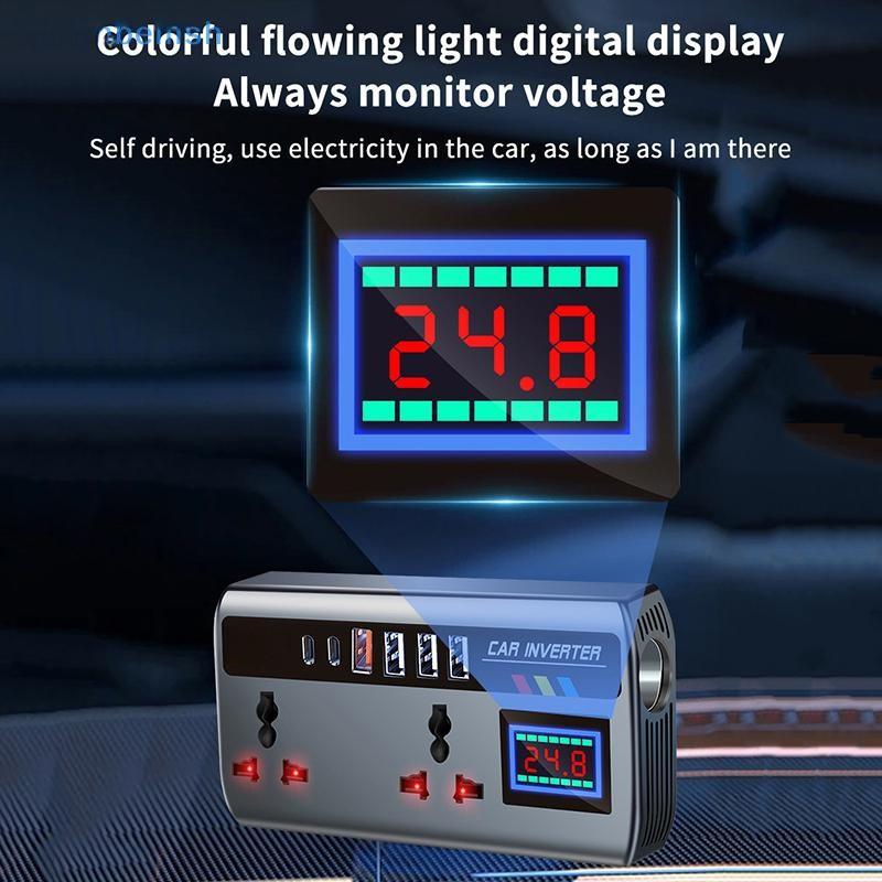 200W Car Inverter Power Adapter 12V/24V To DC 220V Converter Multi Charger Socket Portable Fast Charging Car Inverter