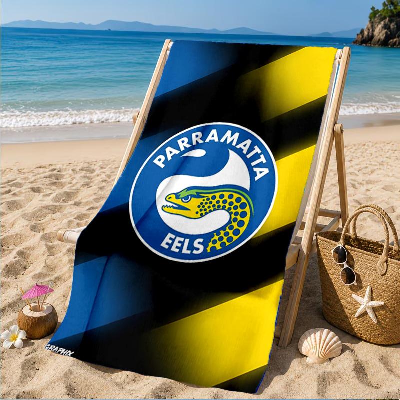 Parramatta Eels Team Crest Beach Towel, Quick-drying, Easy To Care For, Suitable for Both Fitness and Beach Vacations,Sports Essential