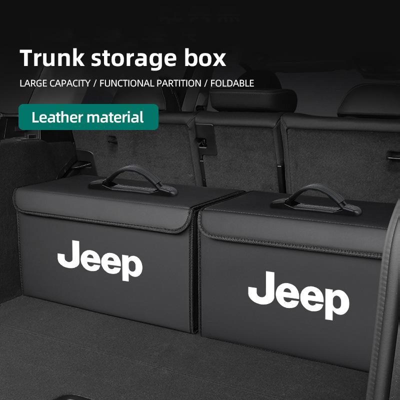 Car Trunk Leather Storage Box Auto Interior Organizer Accessories For Jeep Grand Cherokee Wrangler JK Gladiator Compass Renegade