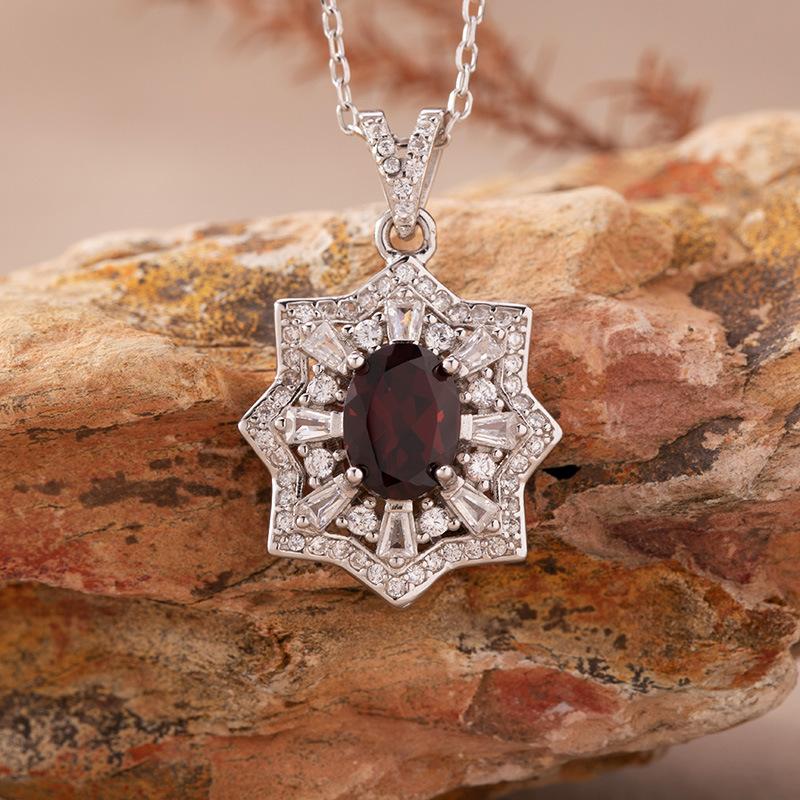 

Natural Amethyst Garnet Topaz Peridot Colored Treasure Necklace Women S S925 Sterling Silver Retro Light Luxury