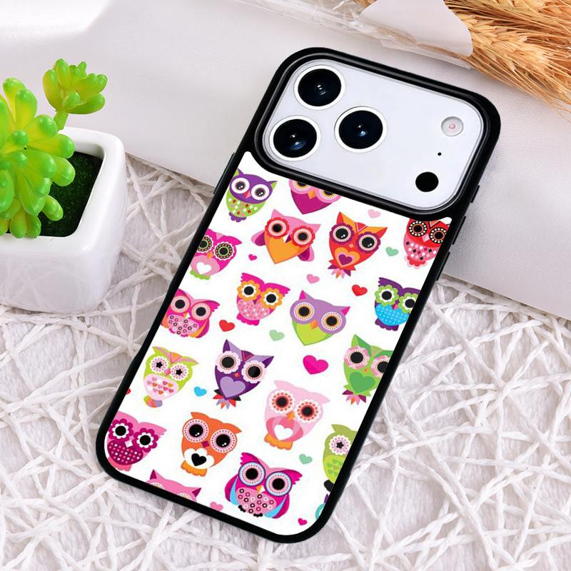 lovely owl animal Diy Colorful Phone Case for iPhone 17 Air 16 15 11 12 14 13 Pro Max Shockproof Cover