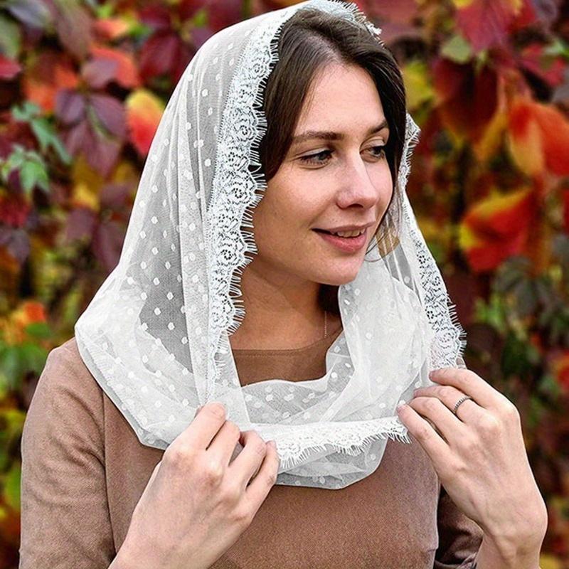 Lace Shawl Veil Head Scarf for Wedding Head Covering Shawl Bridal Veil Eastern Orthodox Church Veil for Formal