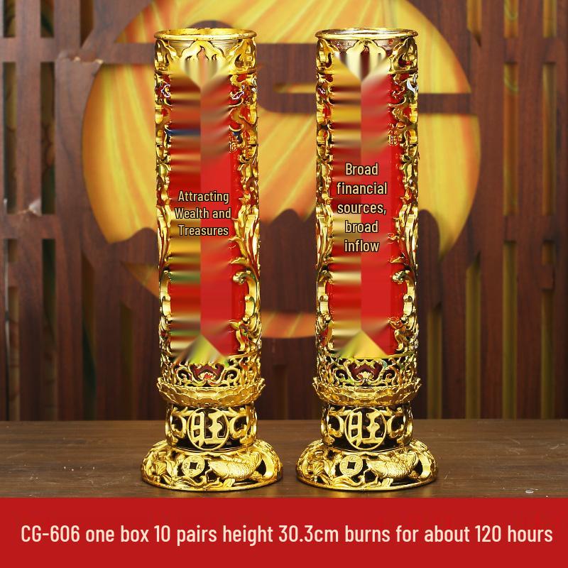 Smokeless Crystal Candle for Buddha Offerings, Housewarming, or New Year Celebrations - Windproof Red Butter Lamp
