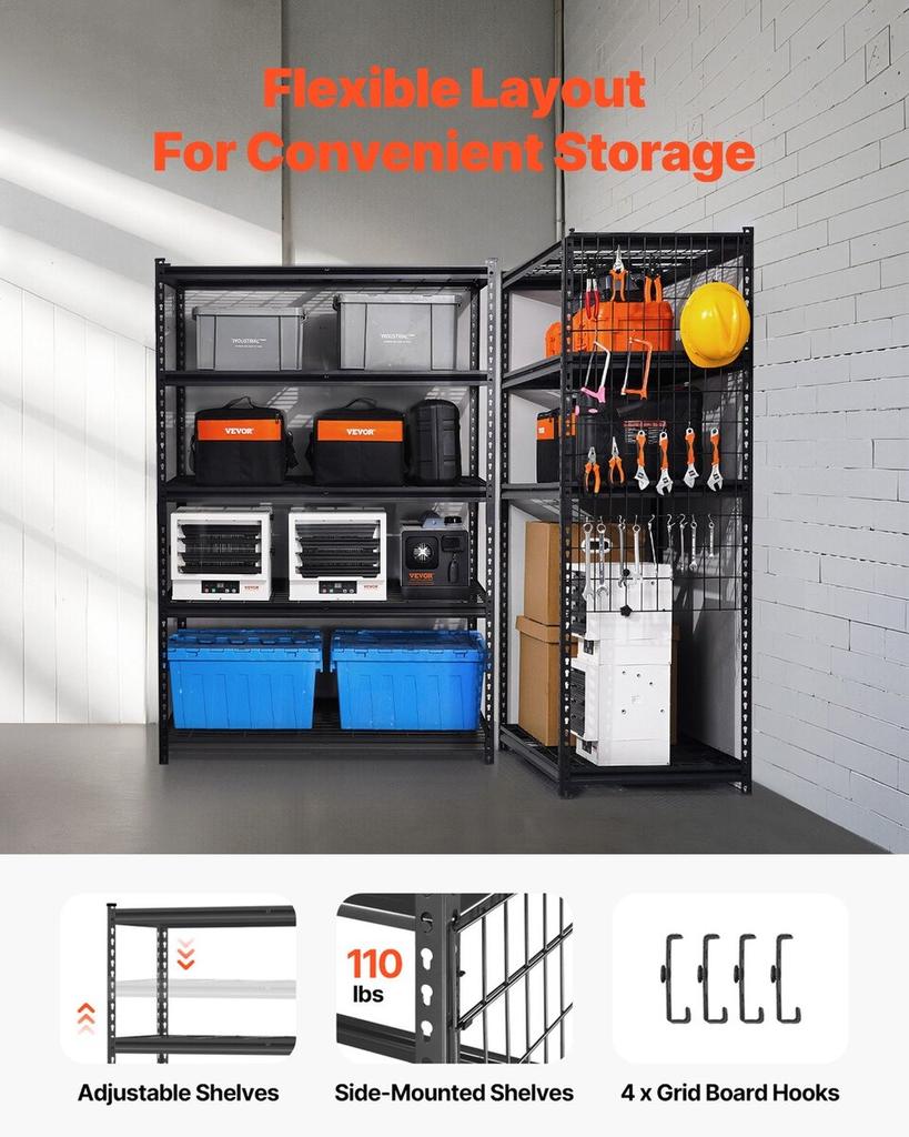 Storage Shelves 5 Tier Adjustable Heavy Duty Garage Shelving Unit 3000 lbs